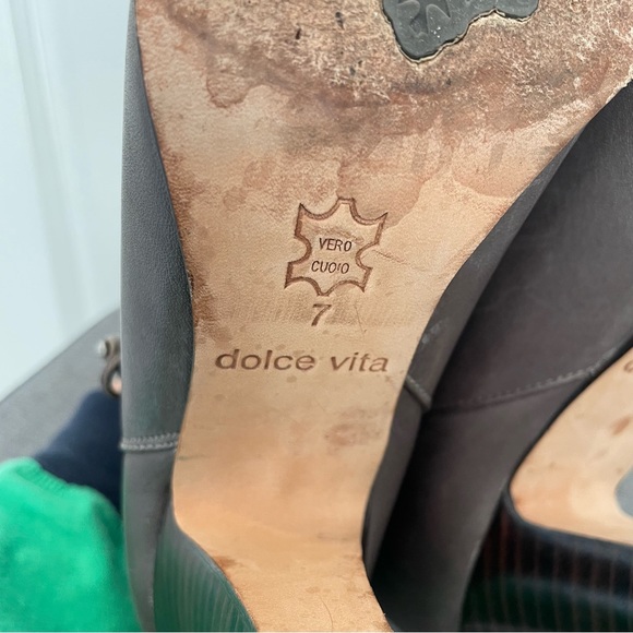 DOLCE VITA Leather Wrap Ankle Heel Booties - Gray, Size 7 - Picture 10 of 12